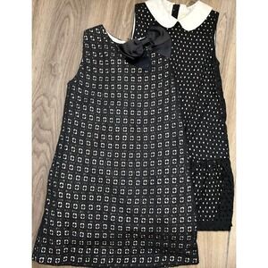 Kate Spade Girls Black White Eyelet Peter Pan Collar Dress Size 12Y Lot of 2